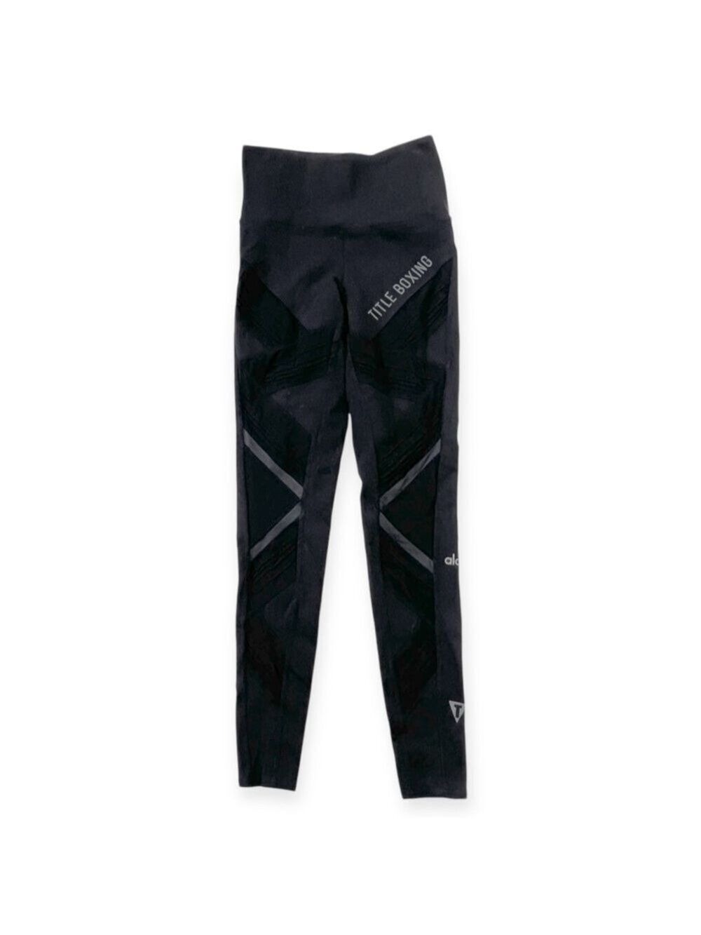 Alo Yoga Mesh Legging Small Black High Waist Panels Ankle Title Boxing